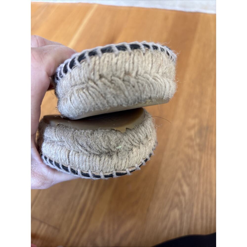 Chanel CC Logo Black Denim leather cap Espadrille Flats EU 38 US 7.5 - Picture 11 of 16